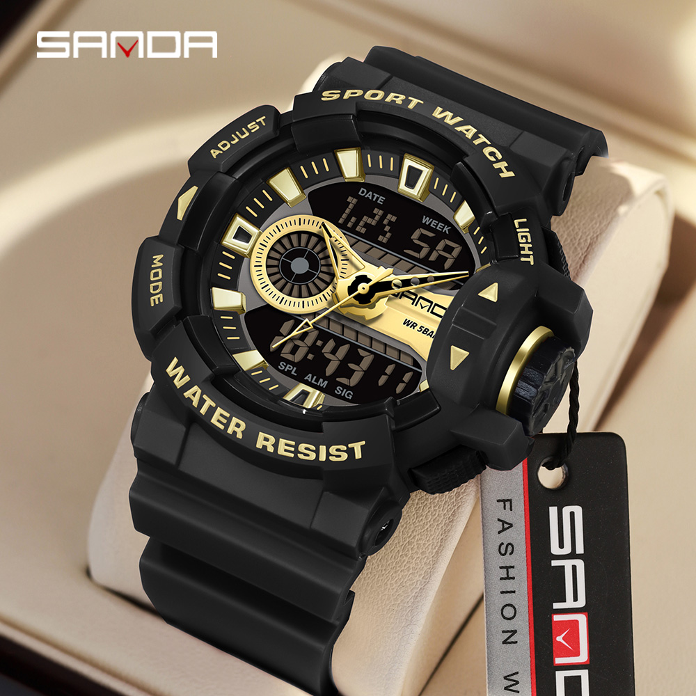 Resin Art Underwater - SANDA 3310 Модные мужские электронные часы,