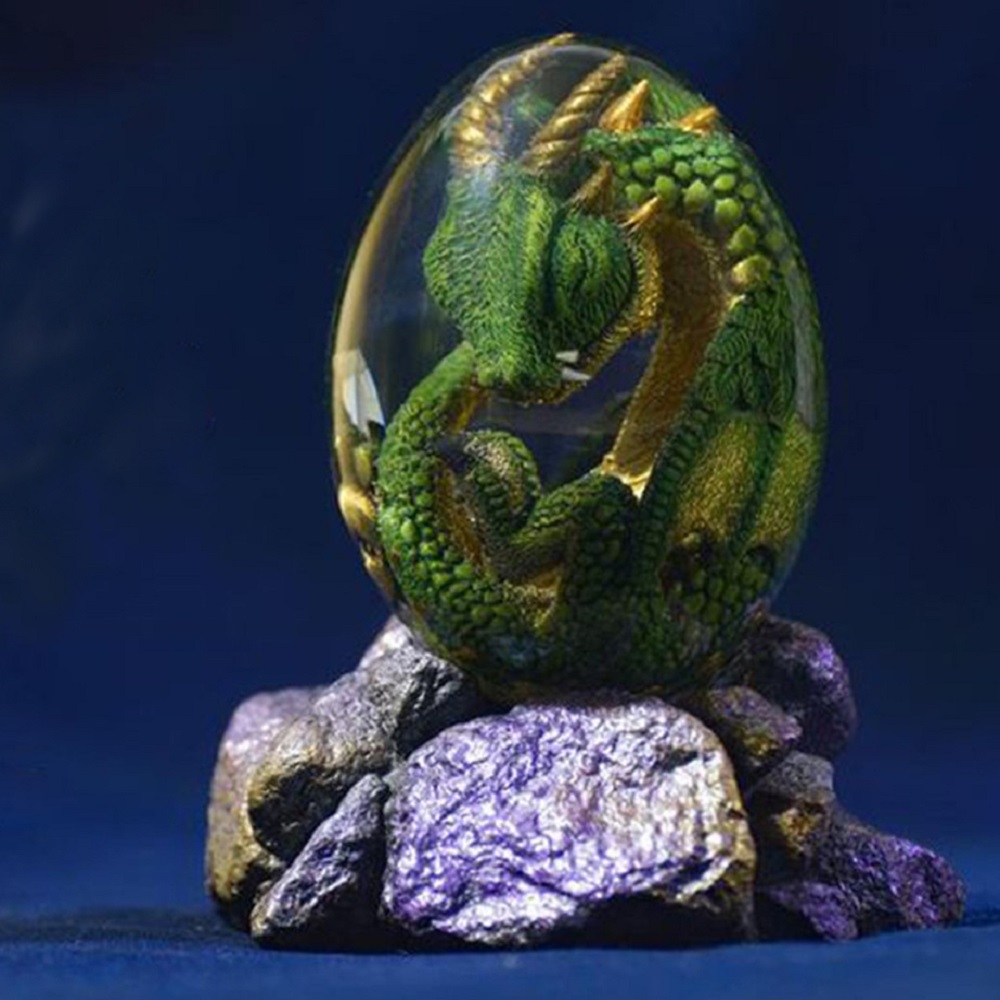 Resin Art Table Top - Статуя яйца лавового дракона с подставкой,