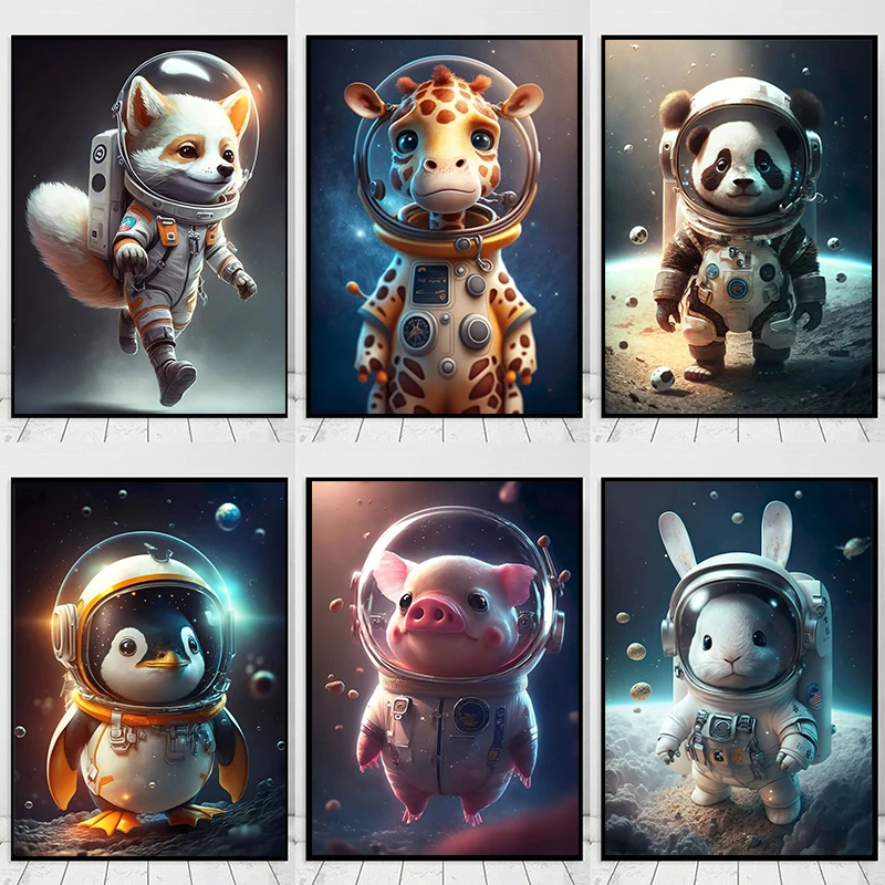Resin Art For Kids - Милый забавный постер с портретом космонавта
