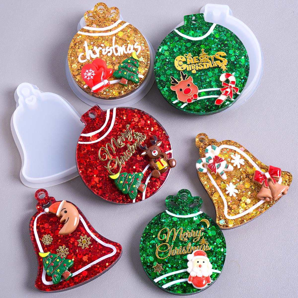 Resin Art Kit With Molds - Рождественская бирка, подвеска, силиконовая форма, сделай