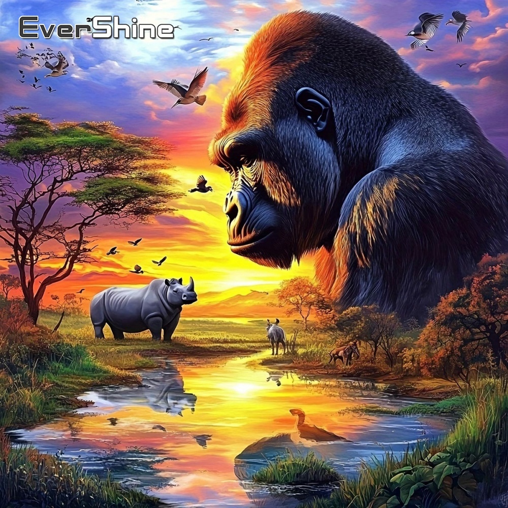Resin Art For Beginner - Алмазная мозаика Evershine: животное горилла, картина